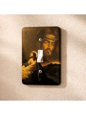 Light Switch Cover Plate Jesus Crown of Thorns and Prayer Illustration Religious